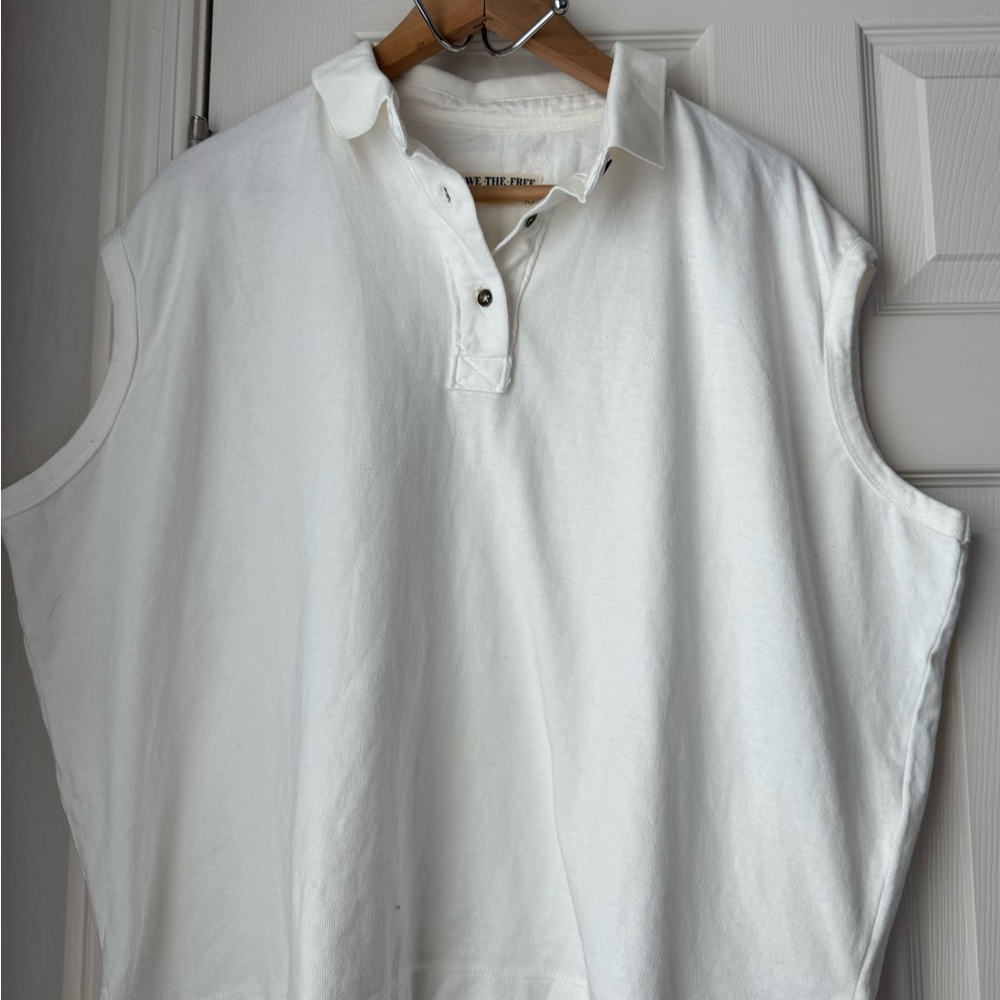 We The Free White Sleeveless Polo Shirt